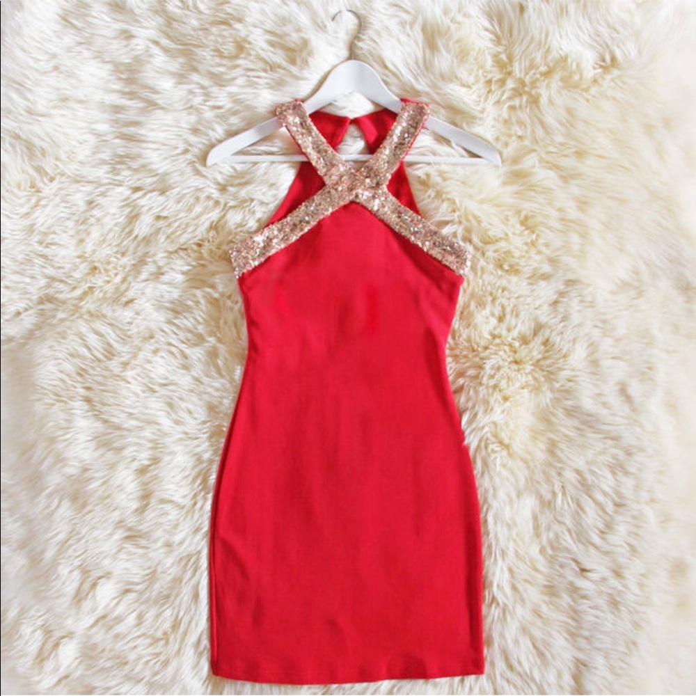 Red & Gold Party Dress